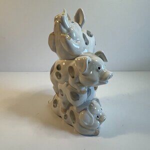 Stacked Pigs Bookend Figurine One Side Omnibus OCI Japan Fitz Floyd Four Piglets